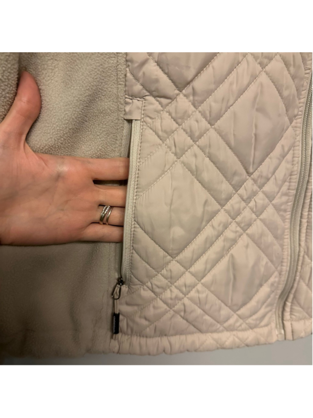 New Balance women’s Beige Quilted Fleece jacket 2XL full zip with zip pockets - Picture 6 of 8
